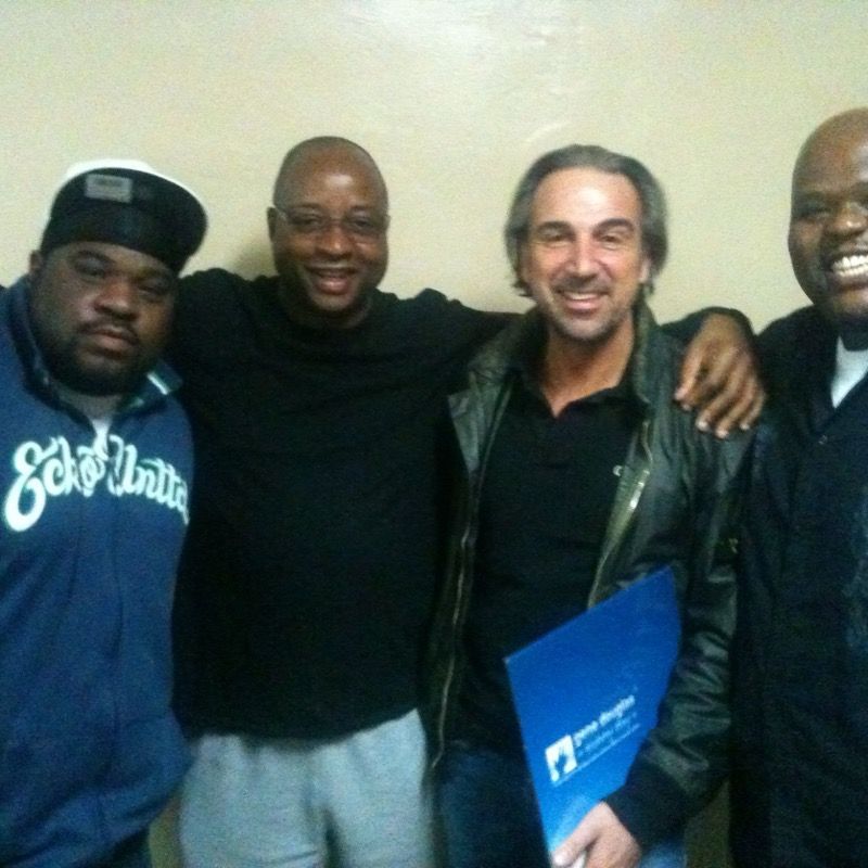 Second from left T-Train Williams with Gene Douglas and Henry Lee Jackson (Sugarhill Gang)